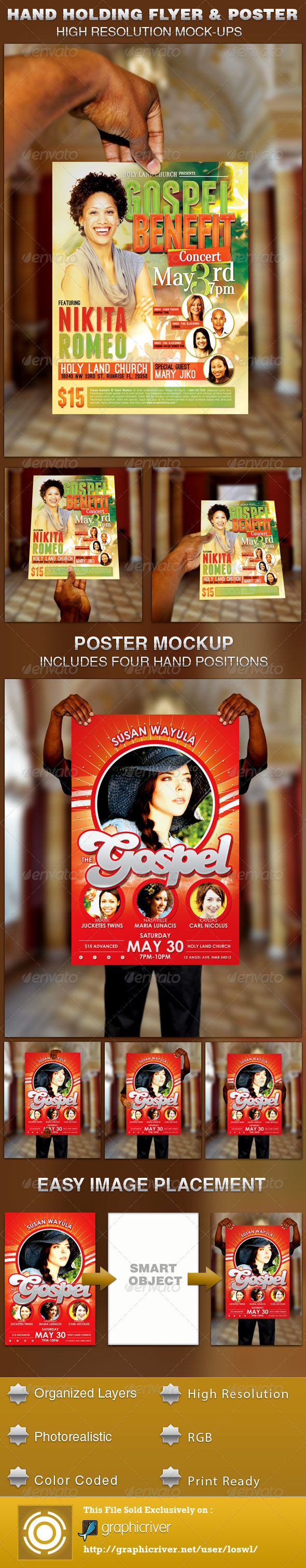 Hand Holding Flyer and Poster Mockup Template - Posters Print