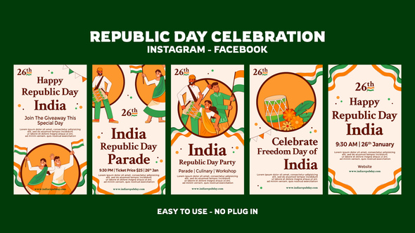 Republic Day Celebration Instagram Stories Openers template preview