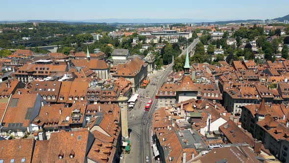 The Historic Buildings in the City Center of Bern Switzerland  Aerial View alt