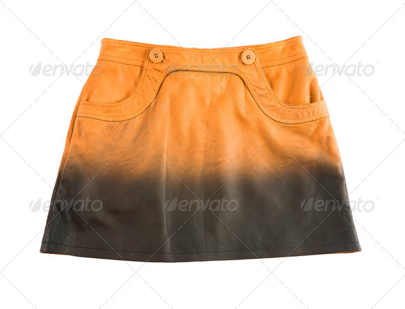 Tie dye orange leather mini skirt - Stock Photo - Images