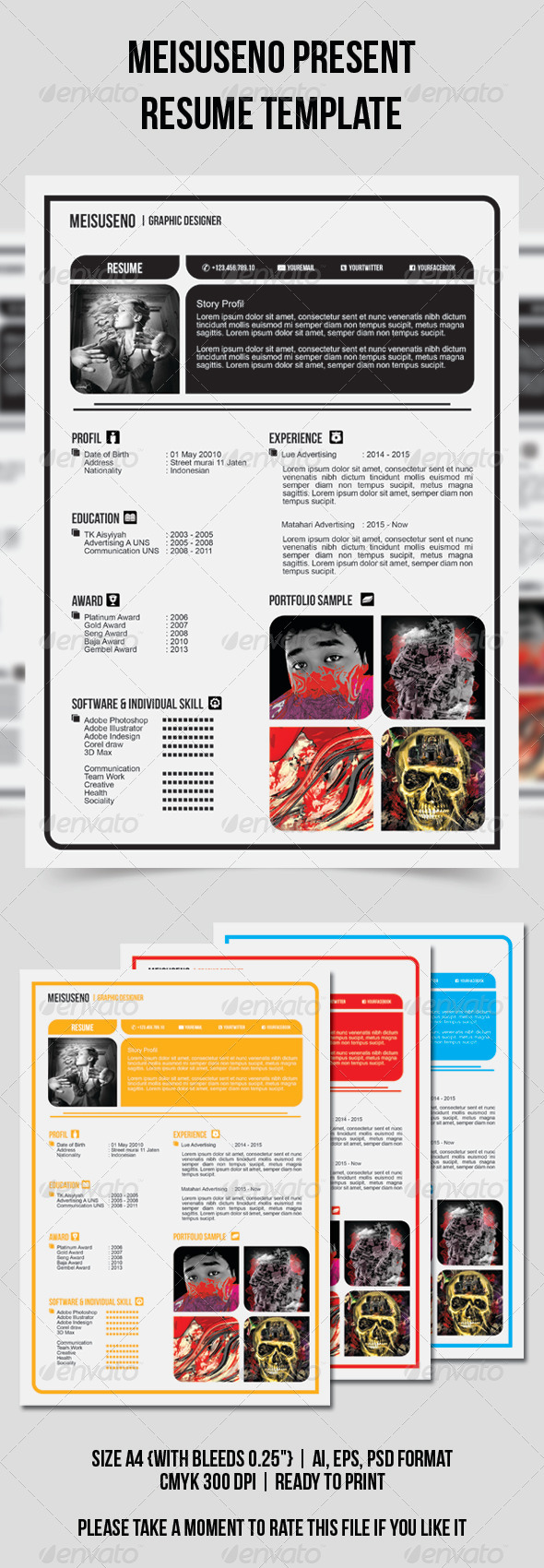Minimal & Clean Resume Template - Resumes Stationery