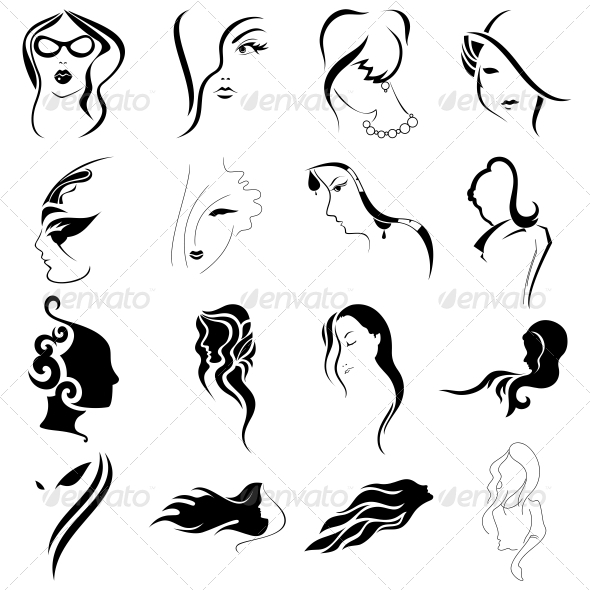 Women Faces Tribal Abstracts Designs - Vector Pack - People Characters