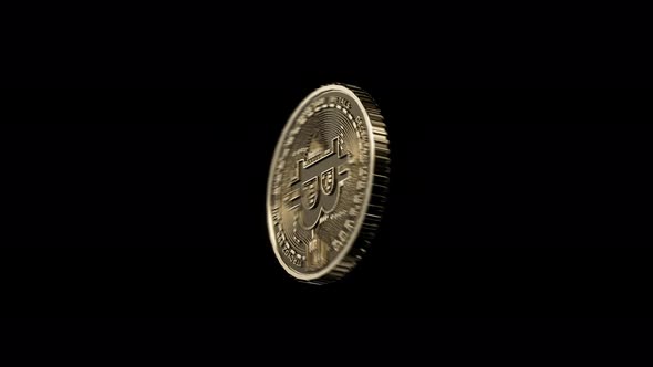 Bitcoin cryptocurrency digital bitcoin rotation on black background alt