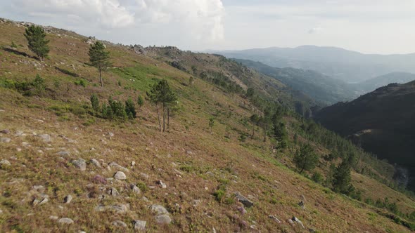 Aerial view Mountains Landscape of Peneda Gerês national park in Northern Portugal