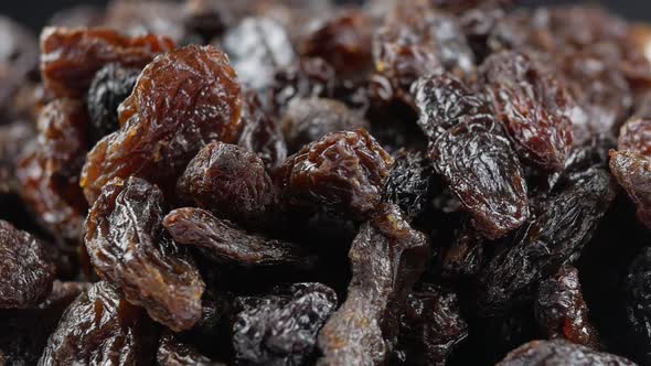 Dried raisins close up