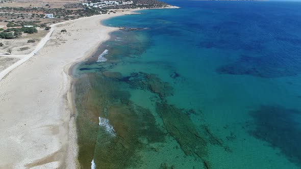 Aliki beach on the island of Naxos in the Cyclades in Greece seen from the sk alt