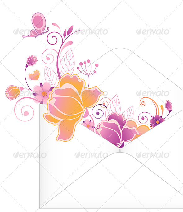 Envelope with Flowers - Backgrounds Decorative