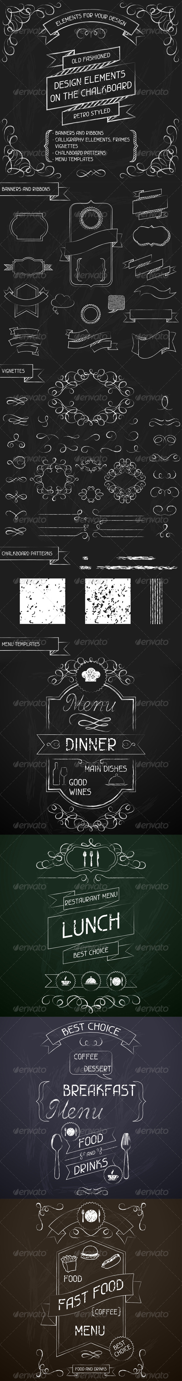 Design Elements on the Chalkboard - Decorative Symbols Decorative