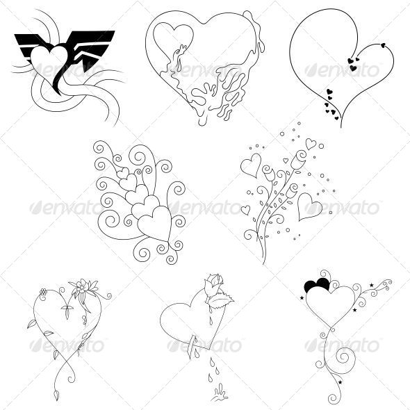 Creative Heart Valentines Elements Vector Pack - Valentines Seasons/Holidays