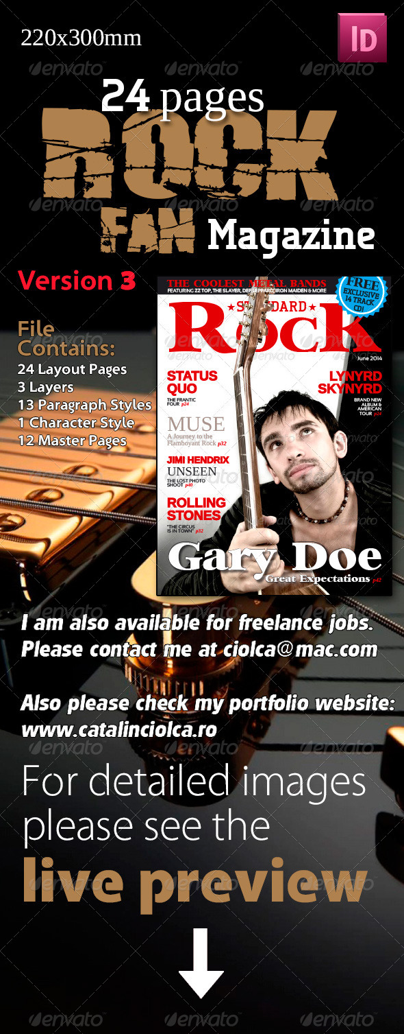 24 Pages Rock Fan Magazine Version Three - Magazines Print Templates