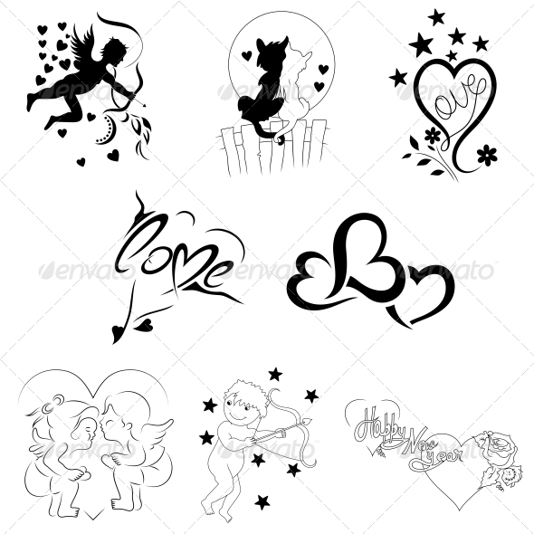 Creative Heart Elements Vector Pack - Valentines Seasons/Holidays