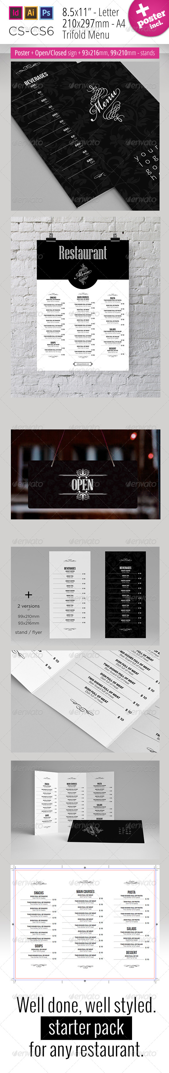 Restaurant Menu Starter Pack - Food Menus Print Templates