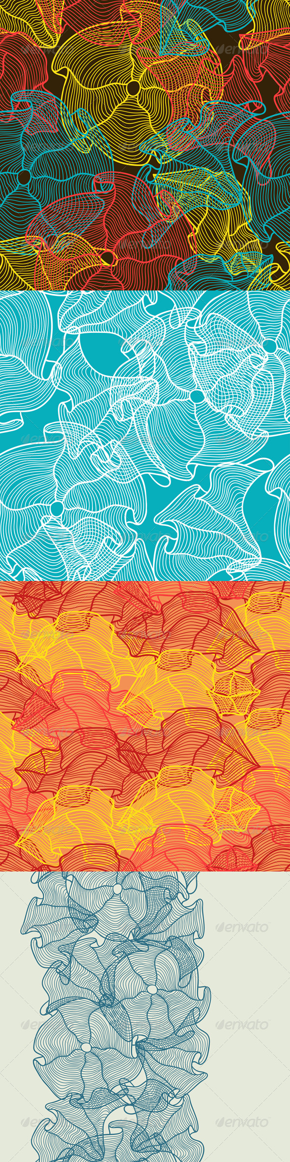 Hand Drawn Seamless Floral Patterns. - Patterns Decorative