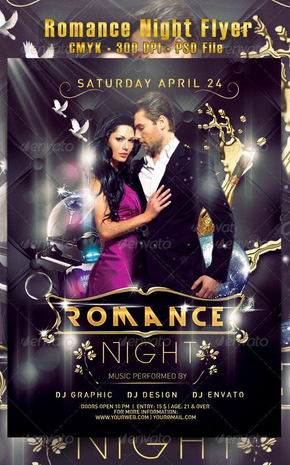 Romance Night Flyer - Clubs & Parties Events