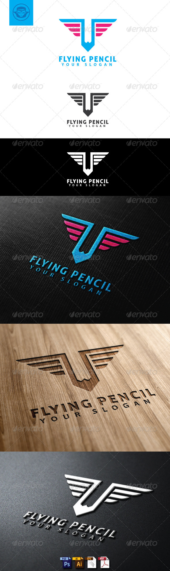 Flying Pencil Logo Template - Objects Logo Templates