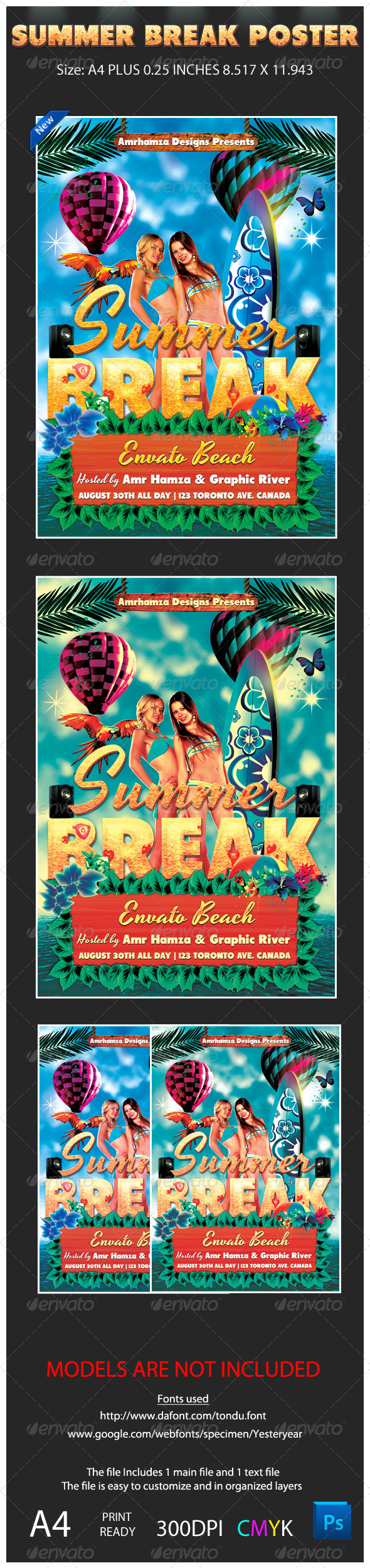 Summer Spring Surf Poster - Events Flyers