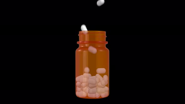 Slow Motion Pills Falling Into A Medicine Bottle alt