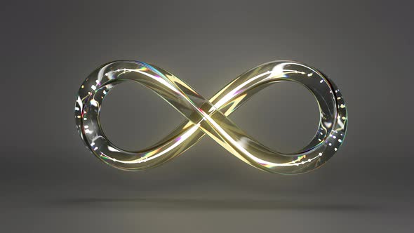 Glass Infinity Symbol with Neon Gold in Loop Animation with Alpha Channel alt