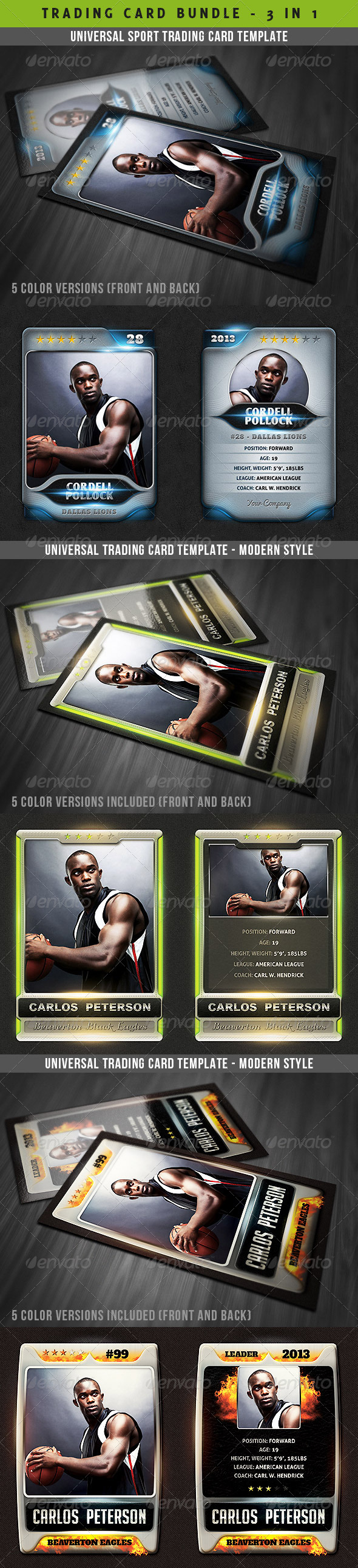 Universal Sport Trading Cards Bundle - Miscellaneous Print Templates