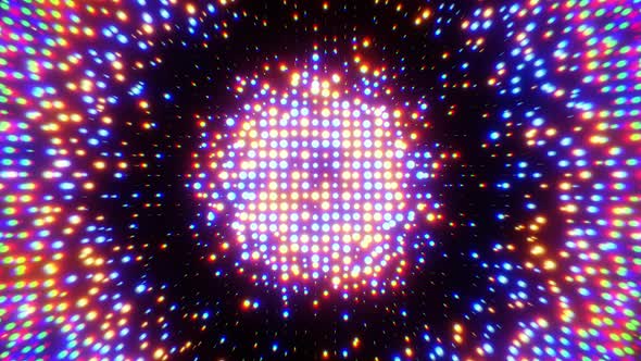 Multicolored dots moving to the beat of the music alt