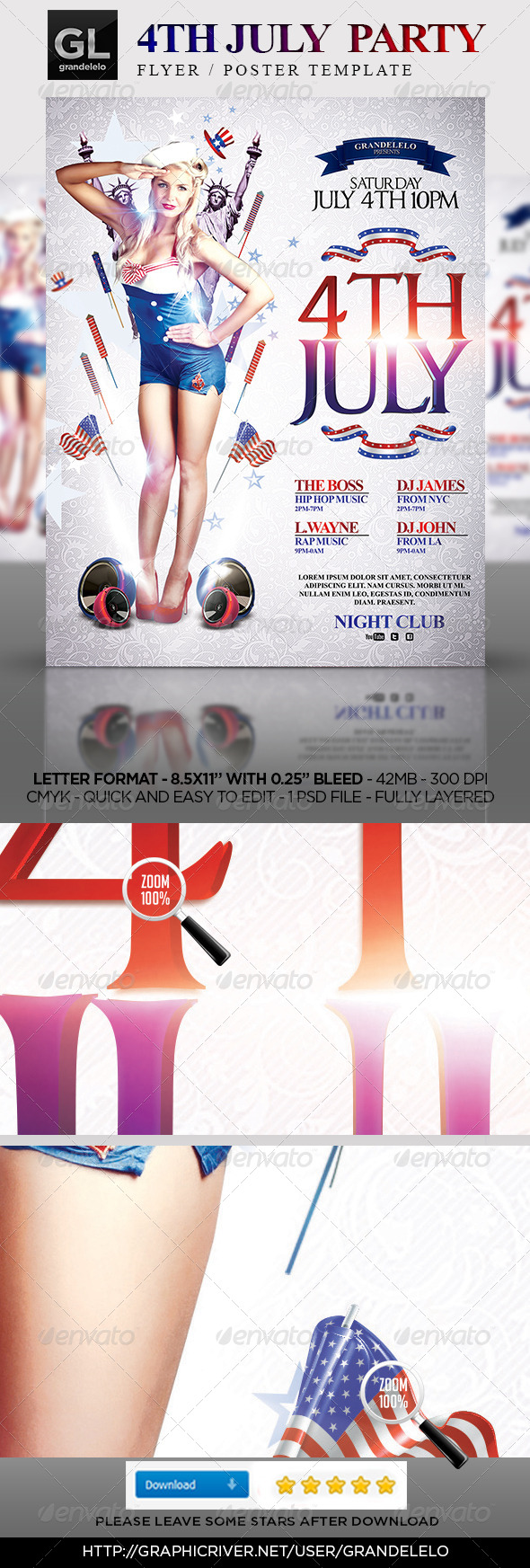 4Th July Party Flyer Template - Holidays Events