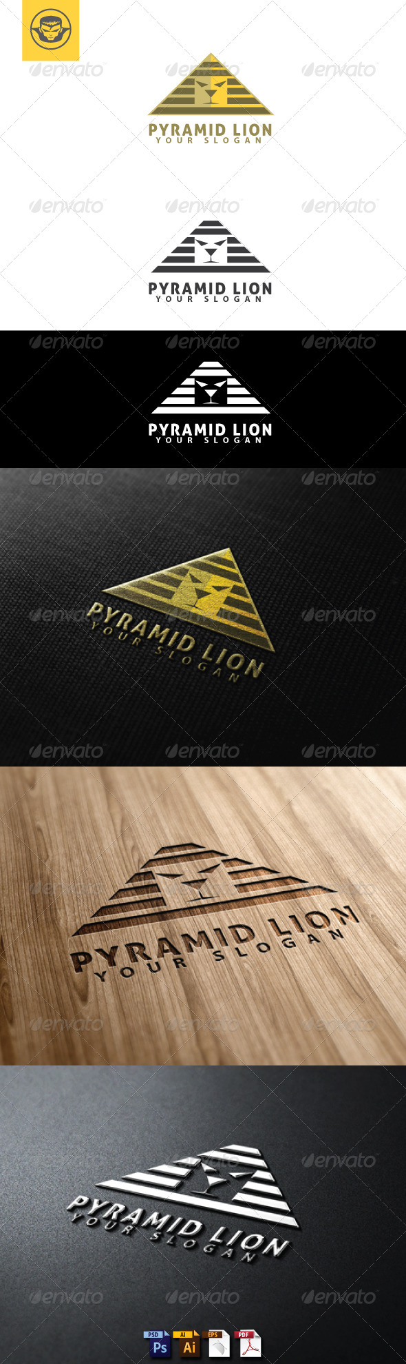 Pyramid Lion Logo Template - Animals Logo Templates