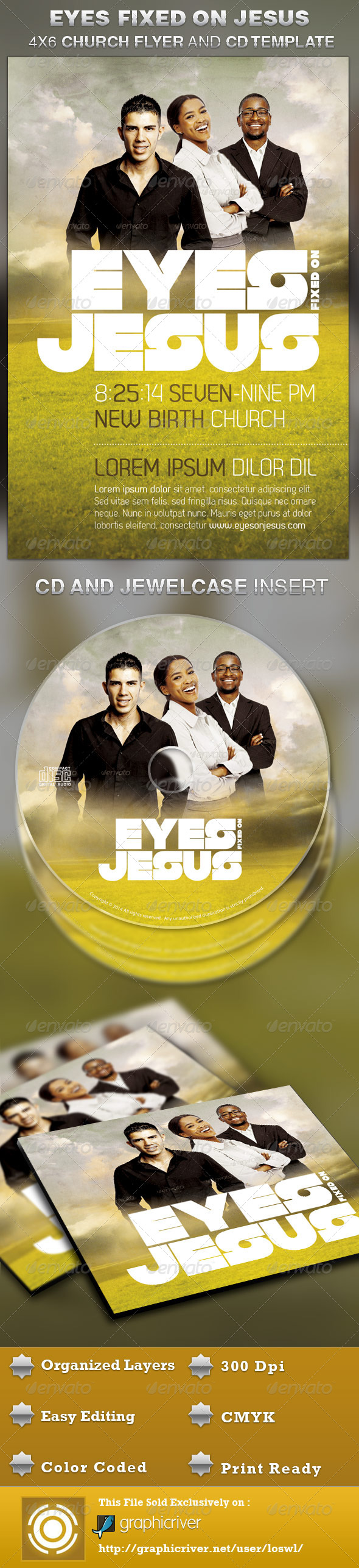 Eyes Fixed on Jesus Church Flyer and CD Template - Church Flyers