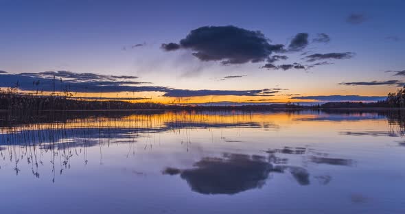 Calm Lake Water in the Evening Blue Hour