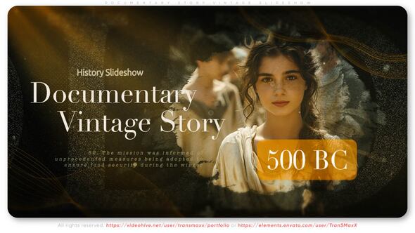 Documentary Story Vintage Slideshow Video Displays template preview