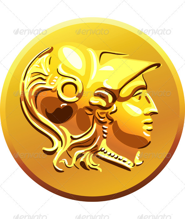 Vector Greek coin with the Alexander the Great