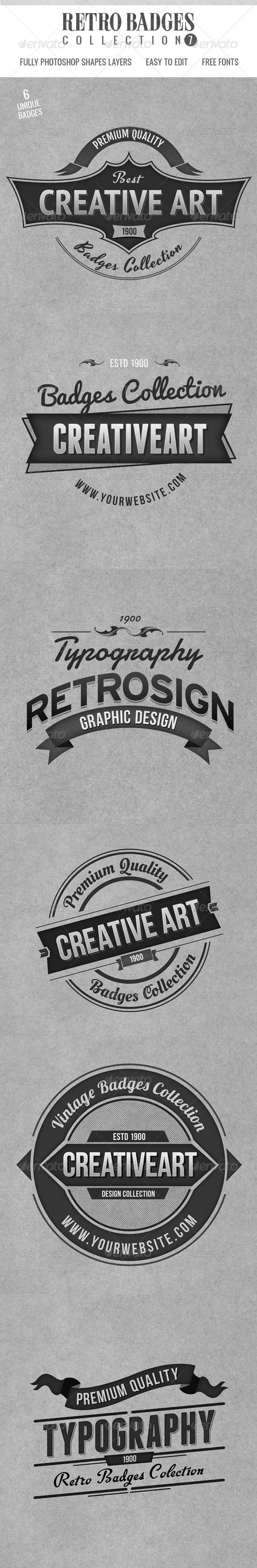 Retro Badges Col 7 - Badges & Stickers Web Elements