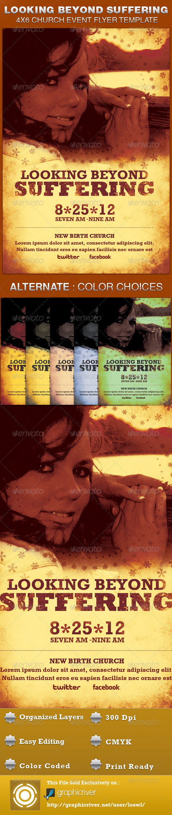 Looking Beyond Suffering Church Flyer Template - Church Flyers