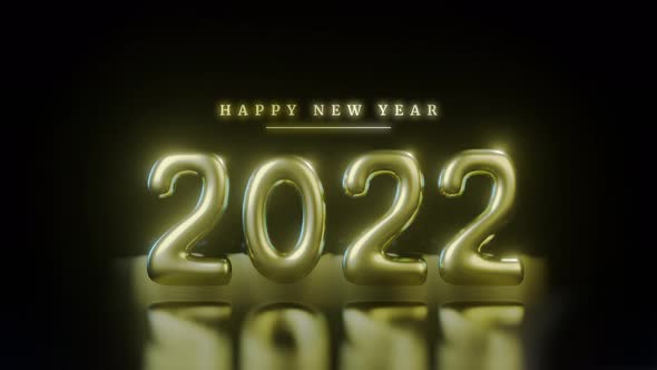 Gold Happy New Year 2022 Black Background