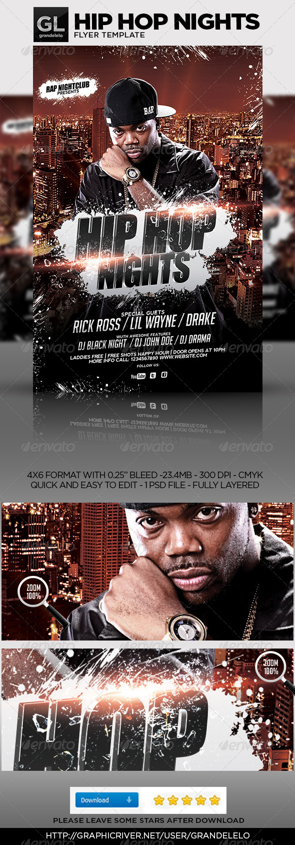 Hip Hop Flyer Template - Clubs & Parties Events