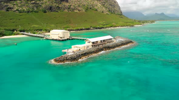 Aerial of Makai Pier in Hawaii alt