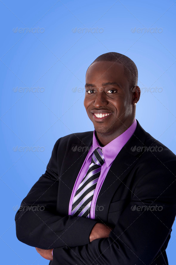 Happy smiling African American business man - Stock Photo - Images
