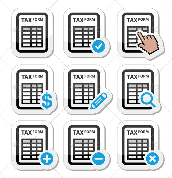 Tax Form Vector Icons Set - Concepts Business