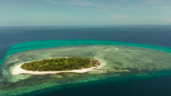 Tropical Island with Sandy Beach. Mantigue Island, Philippines alt