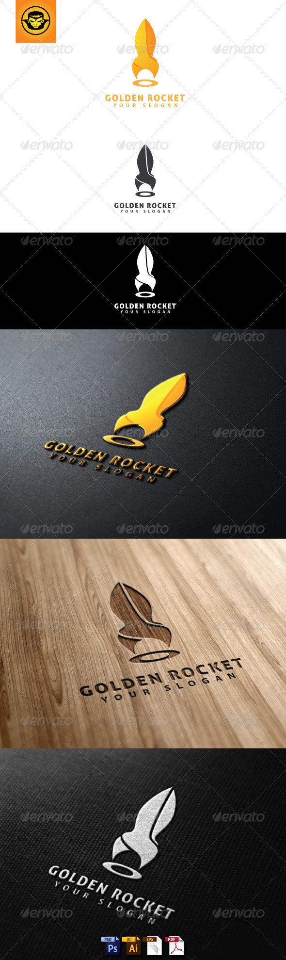 Golden Rocket Logo Template - Objects Logo Templates