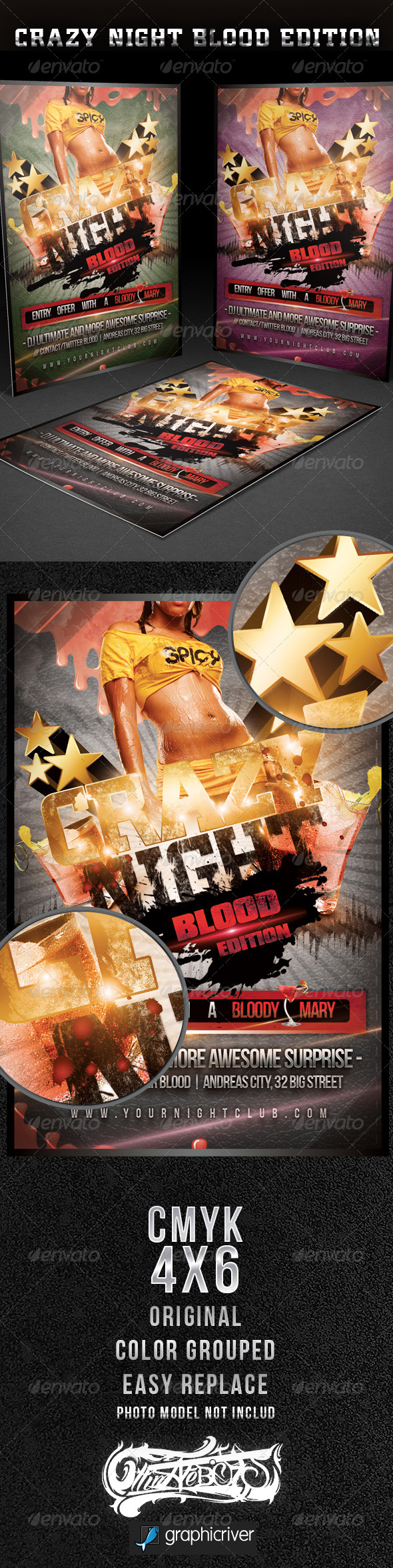 CRAZY NIGHT BLOOD EDITION - Flyers Print Templates