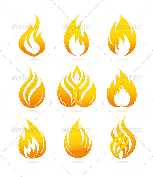 Fire Icons Set - Decorative Symbols Decorative