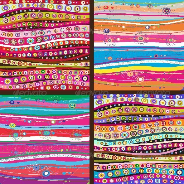 Set of Four Colourful Line Background. - Backgrounds Decorative