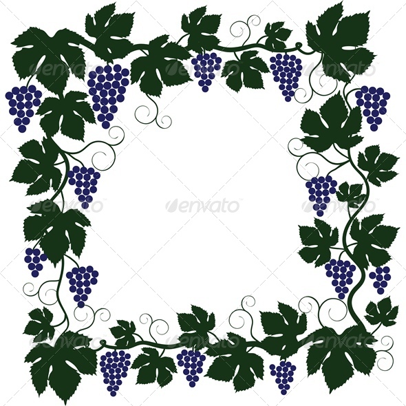 Bunch of Grapes and Vine Frame - Flowers & Plants Nature