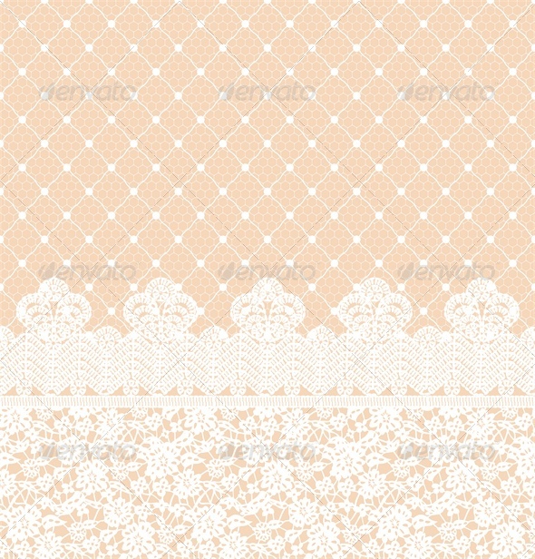 Wedding Invitation or Greeting Card with Lace Border - Backgrounds Decorative