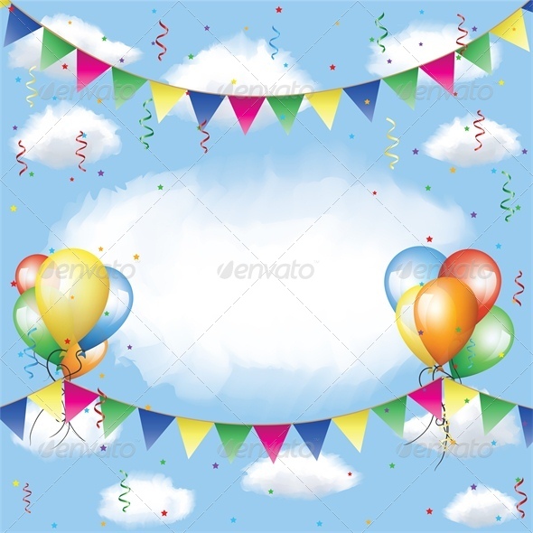 Banner, Balloons and Confetti in the Sky - Miscellaneous Seasons/Holidays