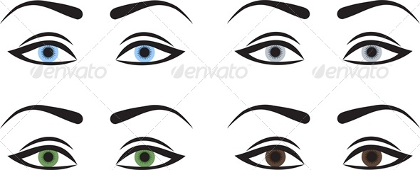 Woman Eyes with Different Colors - People Characters