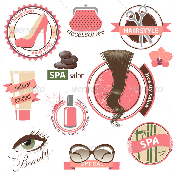 Beauty and Fashion Emblems - Objects Vectors