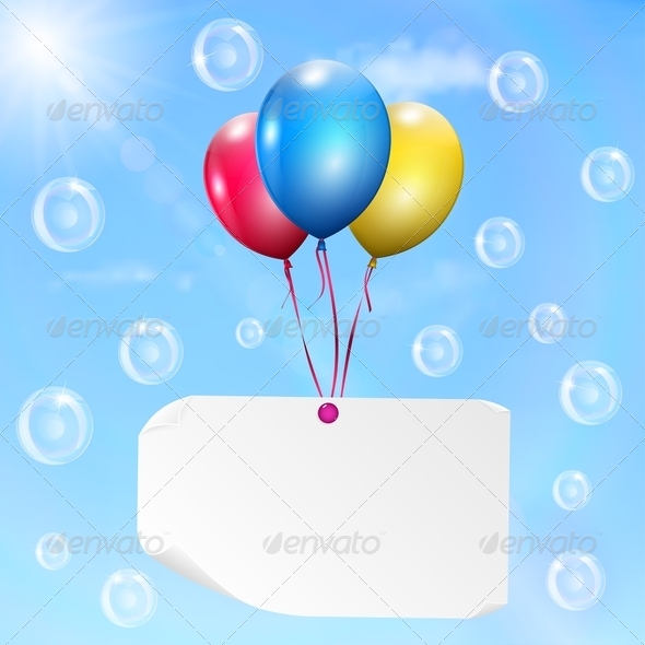 Multicolored Balloons With Paper Card - Backgrounds Decorative