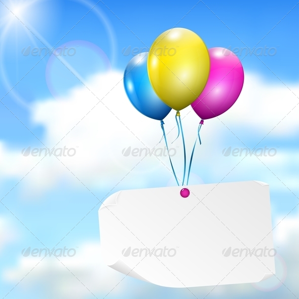 Multicolored Balloons With Paper Card - Backgrounds Decorative