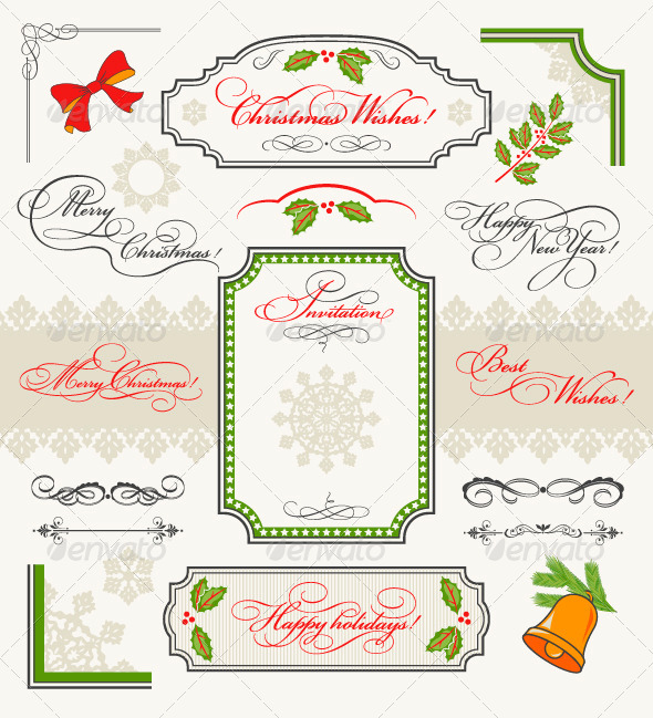 Christmas Collection Calligraphic Design Elements - Christmas Seasons/Holidays